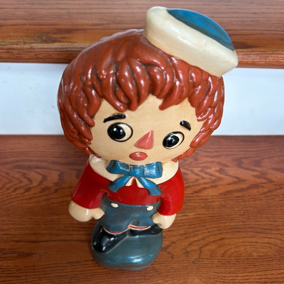 Vintage Raggedy Andy Ceramic Statue 1970s Hand-Painted Figurine 12" Tall - Picture 5 of 15
